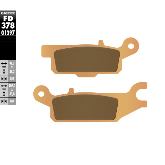 GALFER brake pads KH443 Metalic sinter (gold color) ATV YAMAHA YFM 550 / 700 left front