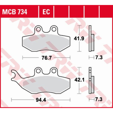 TRW LUCAS stabdžių kaladėlės KH194 ORGANIC APRILIA SX 50 14-, YAMAHA DT 50 04-08, TZR 50 03-20, XT 125 05-11, priekis