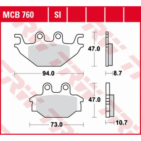 TRW LUCAS stabdžių kaladėlės KH377 ORGANIC YAMAHA MT 125 14-, YZF 125 08-18, galas