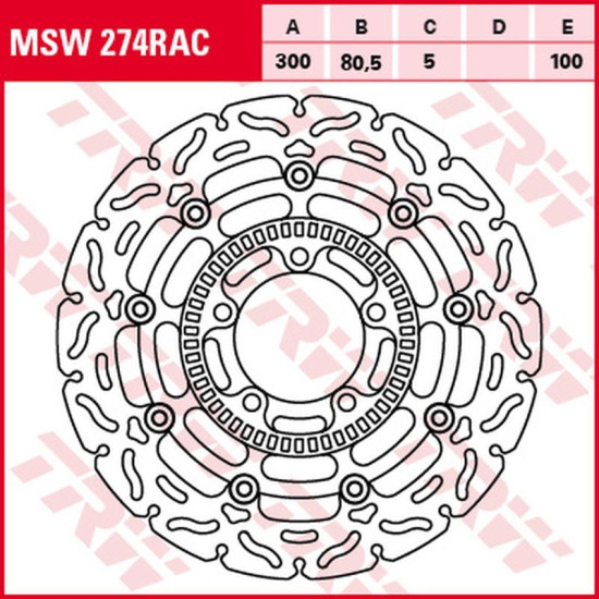 TRW LUCAS ZF brake disc front KAWASAKI ER-6F / N '06-'16, KLE 650 VERSYS '07-, VULCAN 650S '15-, (300X80,5X5mm) WAVE