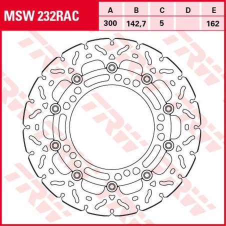 TRW LUCAS ZF stabdžių diskas priekis KAWASAKI NINJA 650, Z 650 '17-, (300X142X5mm) WAVE