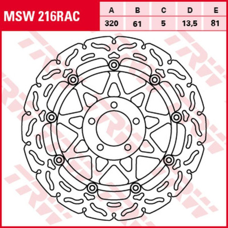 TRW LUCAS ZF brake disc front KAWASAKI ZX-7R / RR '96-'02, ZXR 750 '91-'95, ZX-9R '94-'04, ZZR 1100 '93-'01, ZX-12R '00-'