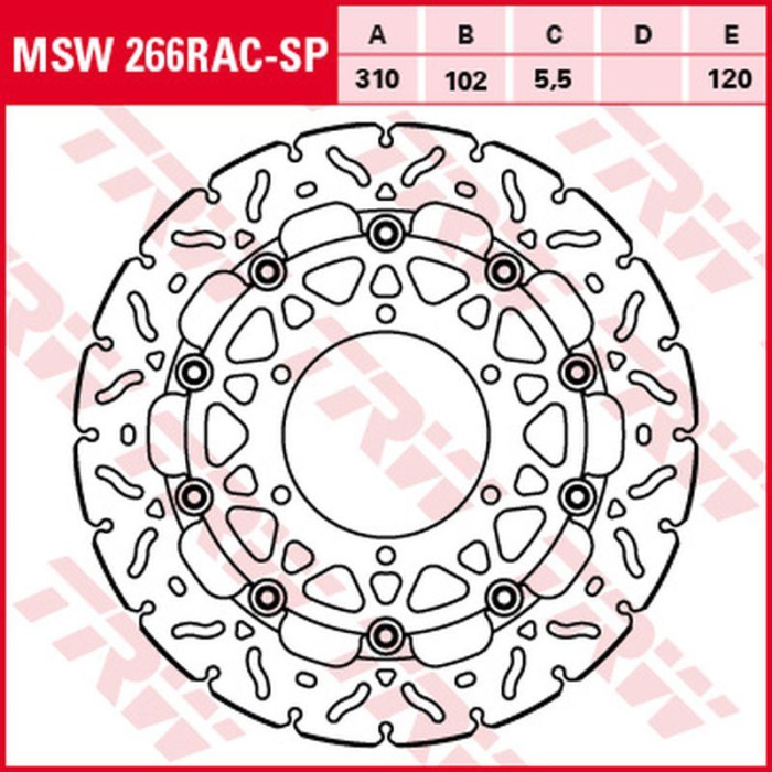 TRW LUCAS ZF brake disc front SUZUKI GSX-R 600 '08-'16, GSX-R 750 '08-'16, GSX-R 1000 '07-'16 (310X102X5,5mm) WAVE