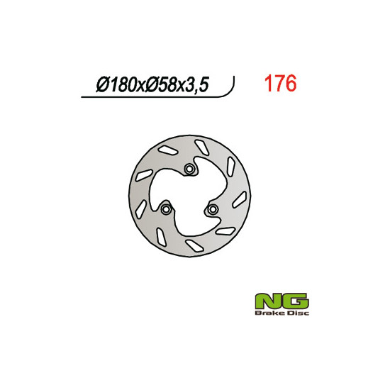 NG brake disc front / rear PEUGEOT scooter (180X58X3.5) 3 holes diameter 8.5
