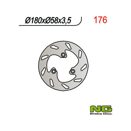 NG brake disc front / rear PEUGEOT scooter (180X58X3.5) 3 holes diameter 8.5