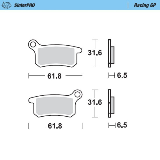 MOTO-MASTER brake pads KH357 SINTER METAL RACING:12 front / rear KTM SX 65 '09-'21, GASGAS MC 65 '21-, HUSQVARNA TC 6