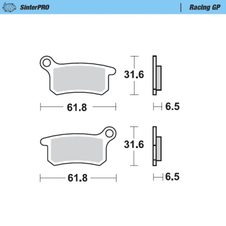 MOTO-MASTER brake pads KH357 SINTER METAL RACING:12 front / rear KTM SX 65 '09-'21, GASGAS MC 65 '21-, HUSQVARNA TC 6