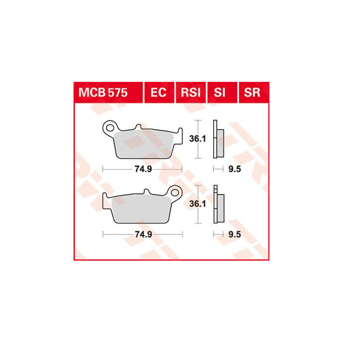 TRW LUCAS brake pads KH131 SINTER OFFROAD HONDA CRF 230 08-10, XR 250 88-97, XR 600 91-99, YAMAHA WR 125 98-07, rear