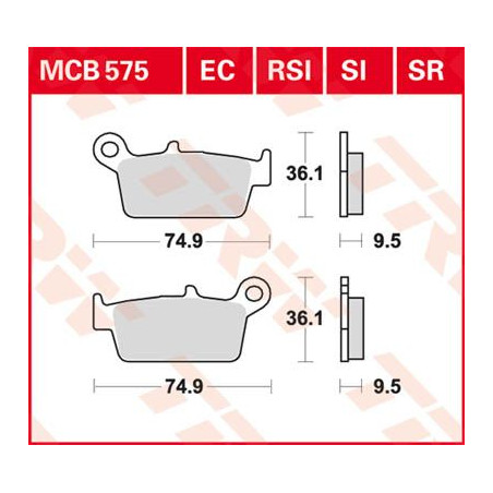 TRW LUCAS stabdžių kaladėlės KH131 SINTER OFFROAD HONDA CRF 230 08-10, XR 250 88-97, XR 600 91-99, YAMAHA WR 125 98-07, galas