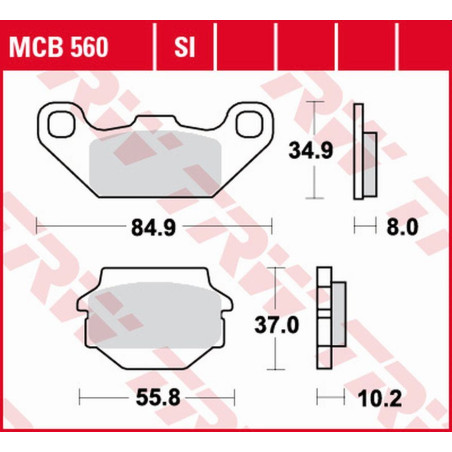 TRW LUCAS ZF brake pads KH SINTER OFFROAD KAWASAKI KFX 250 '87-'04, KEF 300 LAKOTA '95-'03, SUZUKI LT-R 250 '87-'90, LT-