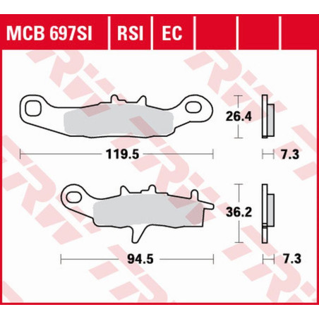 TRW LUCAS ZF stabdžių kaladėlės KH258 SIMTER OFFROAD KAWASAKI KX 80 / 85 '97-, KX 100 '97-'09, KLR 250 '99-'12, SUZUKI RM 85 '05