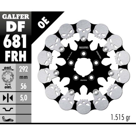 GALFER stabdžių diskas galas HARLEY-DAVIDSON (292X56X5)
