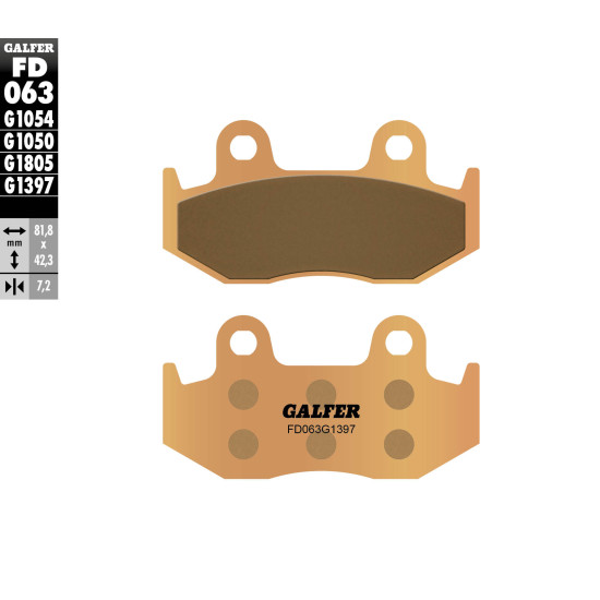 GALFER brake pads KH92 / KH323 Metalic sinter (gold color) ATV (thickness 7.2mm)