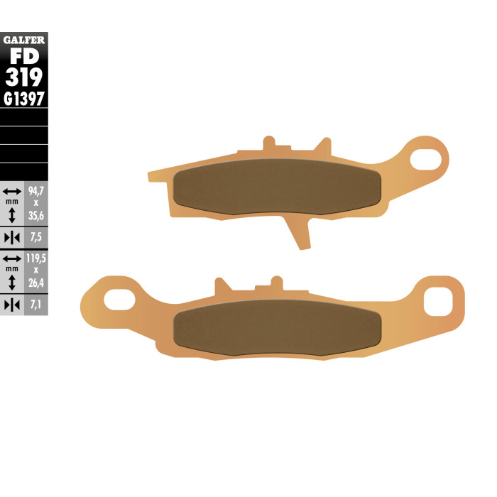 GALFER brake pads KH342 Metalic sinter left (gold color) ATV front KAWASAKI / SUZUKI