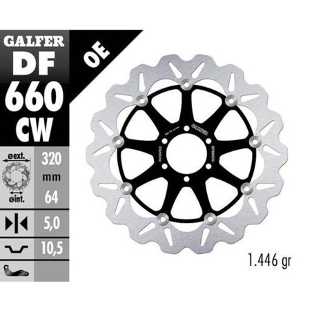 GALFER brake disc front APRILIA / DUCATI / YAMAHA (320X64X5) floating WAVE