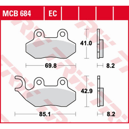 TRW LUCAS ZF brake pads KH264 ORGANIC PEUGEOT TWEET 50 / 125 '10-, CITY STAR / TWEET 125 '10-, TWEET 150 '15-, SYM ALLO