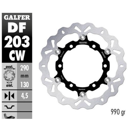 GALFER stabdžių diskas priekis KAWASAKI NINJA 250R '08-'12, ZX25R '20-'21 (290X130X4,5 mm) ALUMINUM CENTER (990 g)