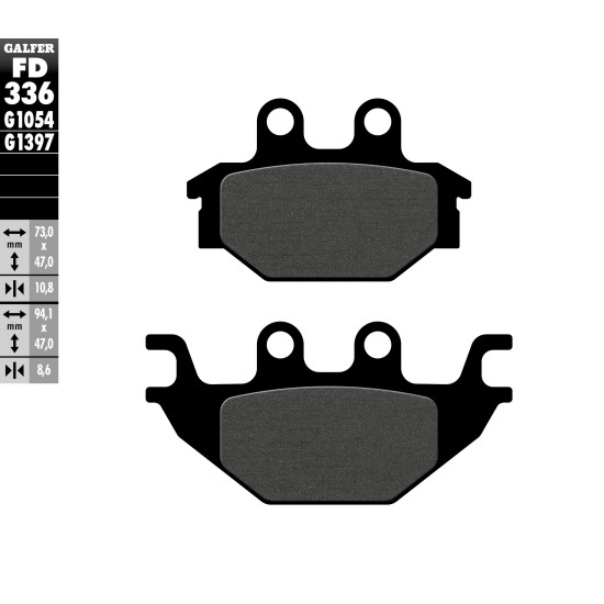 GALFER brake pads KH377 YAMAHA YFZ125R '08-, rear ATV, SEMI-METALLIC