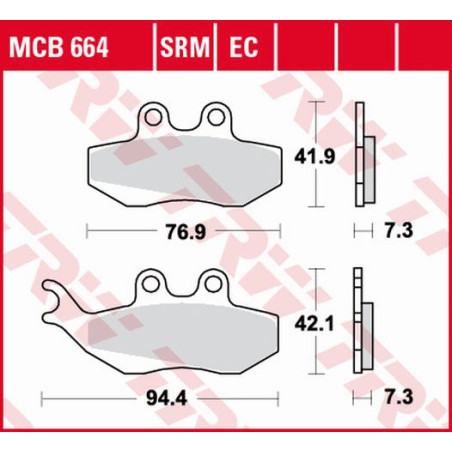 TRW LUCAS brake pads KH194 ORGANIC APRILIA RS 50 99-10, RX 50 95-06, PEGASO 125 92-95, RX 125 92-99, front