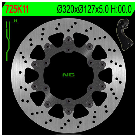 NG front brake disc with adapter OVERSIZE (320X127X5) KTM SX / SXF / EXC / EXCF 125-530 '09-'17 (NG725K11)