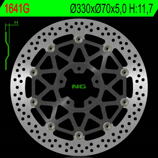 NG brake disc front KAWASAKI ZX 10R 17-18 (330X70X5,0mm) (5X10,5mm) floating (ALUMINUM CENTER)
