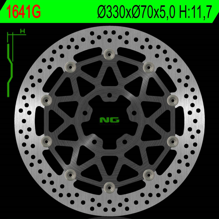 NG brake disc front KAWASAKI ZX 10R 17-18 (330X70X5,0mm) (5X10,5mm) floating (ALUMINUM CENTER)