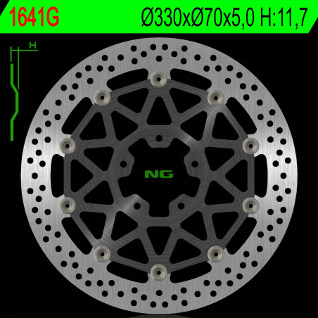 NG stabdžių diskas priekis KAWASAKI ZX 10R 17-18 (330X70X5,0mm) (5X10,5mm) plaukiojantis (ALUMINUM CENTER)