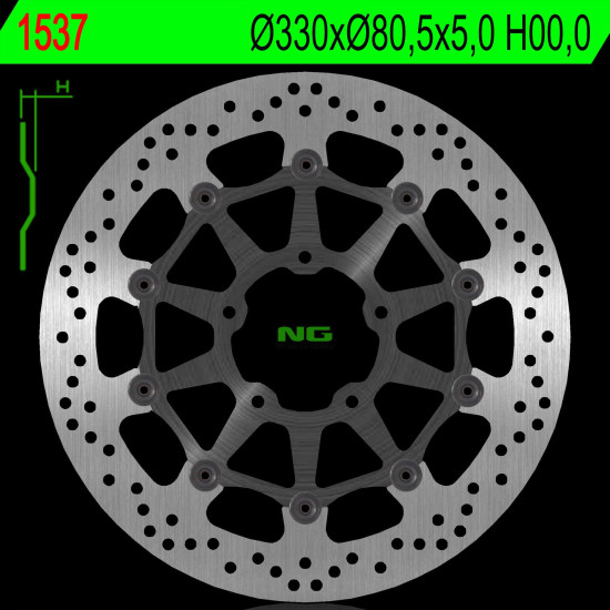 NG brake disc front KAWASAKI ZX 10R 16-18 (330X80,5X5) (5X10,5mm)