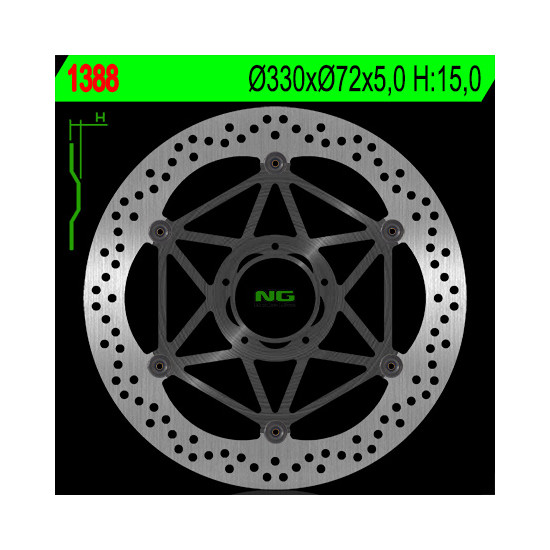 NG brake disc front DUCATI 1098, 1199 / 1299 PANIGALE, 1200 MONSTER (330X72X5) - replaced NG1693G