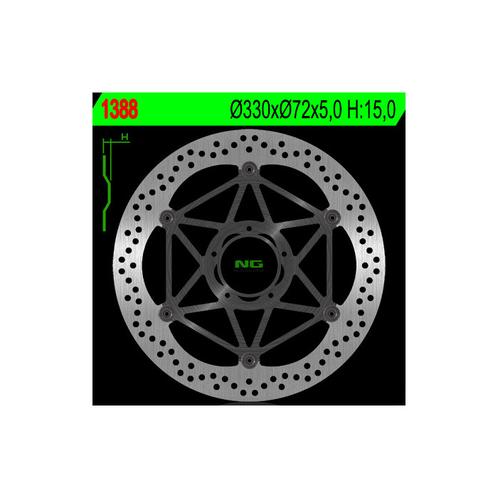NG brake disc front DUCATI 1098, 1199 / 1299 PANIGALE, 1200 MONSTER (330X72X5) - replaced NG1693G