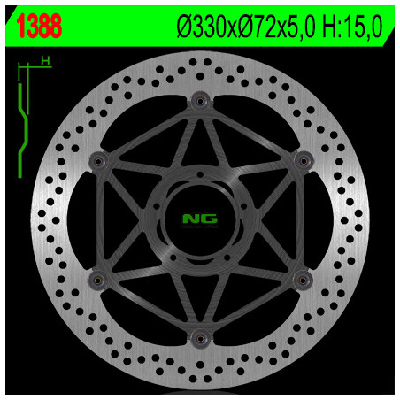 NG brake disc front DUCATI 1098, 1199 / 1299 PANIGALE, 1200 MONSTER (330X72X5) - replaced NG1693G