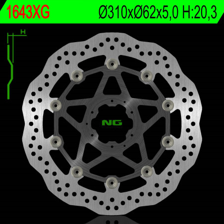 NG brake disc front HONDA CRF 1000L / L ABS AFRICA TWIN '15-'20 ALUMINUM CENTER (310X62X5mm) (6X6,5mm) WAVE - replaced by NG