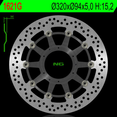 NG brake disc front HONDA CBR 1000RR 09-16 (ABS) ALUMINUM CENTER (320X94X5,0mm) (6X6,5mm) - replaced NG1283