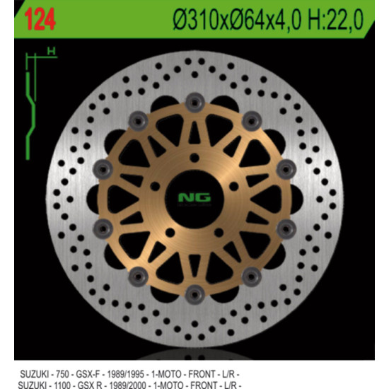 NG brake disc front SUZUKI GSXR 1100 '89-'00, GSXR 750 '89-'95 (310X64X4)