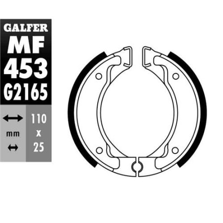 GALFER būgninių stabdžių kaladėlės galas YAMAHA BREEZE 50 '95-, BWS 50 '91-'95, BWS 65 '88-'95, DT 50 '94-'03, DT 80 '81-'92, JO