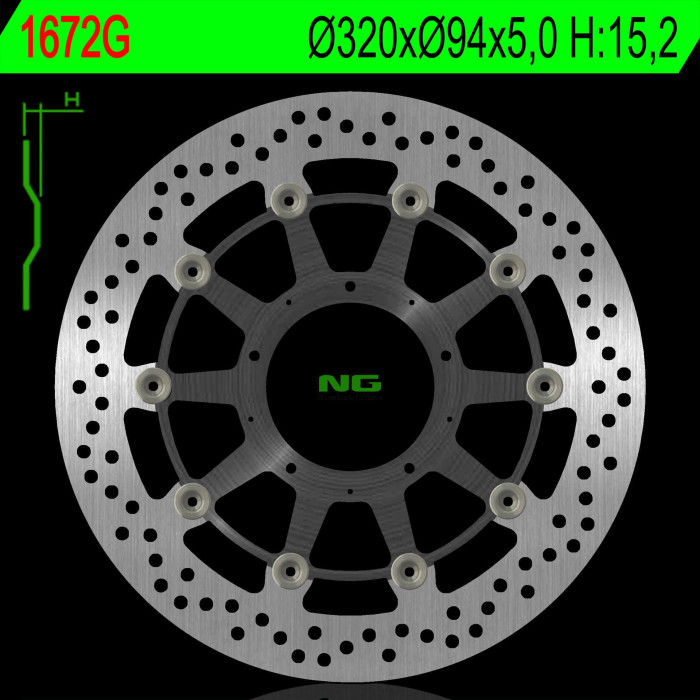 NG brake disc front HONDA CBR 1000RR 17-18 (320X94) (ALUMINUM CENTER) floating (ALUMINUM CENTER)