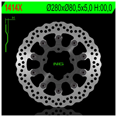 NG brake disc front KAWASAKI ZX6R / 6RR / 636 '03-'04 (280X80.5X5.0) (5X10.5mm)