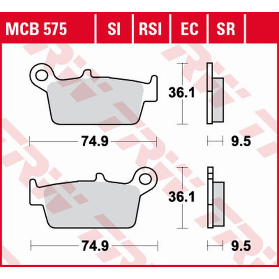 TRW LUCAS ZF brake pads KH131 ORGANIC ECO HONDA CR 125R / 250R / 500R '87-'01, XR 400R '96-'03, XR 600 / 650L / R '93-'0