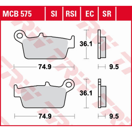 TRW LUCAS ZF stabdžių kaladėlės KH131 ORGANIC ECO HONDA CR 125R / 250R / 500R '87-'01, XR 400R '96-'03, XR 600 / 650L / R '93-'0