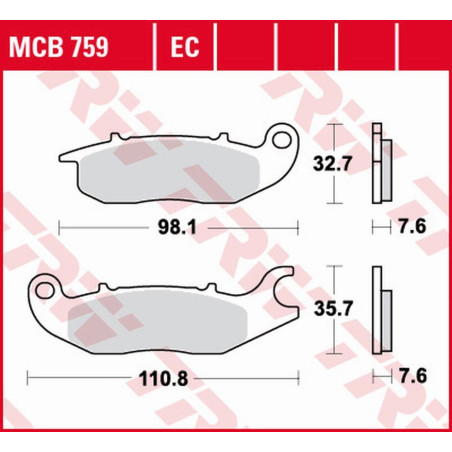 TRW LUCAS ZF stabdžių kaladėlės KH375 ECO ORGANIC HONDA CBF 125 '09-'16, CBR 125R '04-'17, Z 125 MONKEY '18-, RIEJU NKD 125 '08-