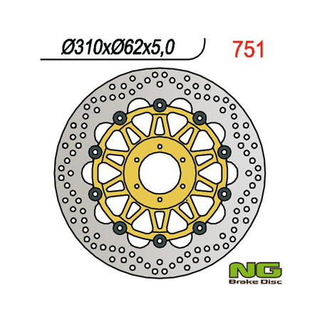 NG stabdžių diskas priekis HONDA CBR 900 98-99 (310x62x5) (6X6,5mm) plaukiojantis