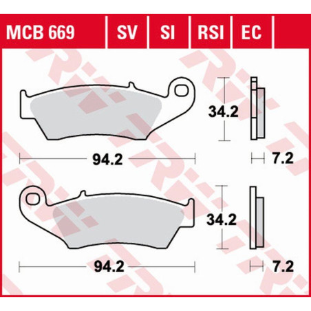 TRW LUCAS stabdžių kaladėlės KH185 KH389 ORGANIC HONDA XL 125 03-08, XR 400 96-03, XLV TRANSALP 97-13, XRV AFRICA TWIN 750 93-03