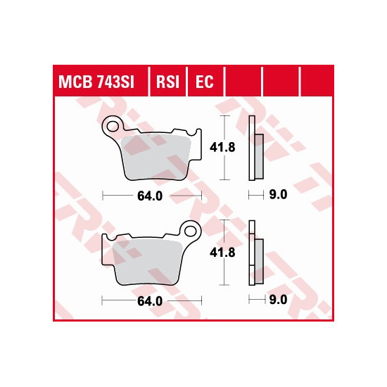 TRW LUCAS brake pads KH368 ORGANIC BMW G 450 X / SMR 08-11, KTM EXC / SX 125 04-16, EXC / SX 250 03-17, EXC 300 04-, EXC