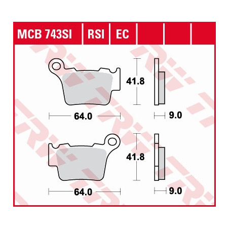 TRW LUCAS brake pads KH368 ORGANIC BMW G 450 X / SMR 08-11, KTM EXC / SX 125 04-16, EXC / SX 250 03-17, EXC 300 04-, EXC