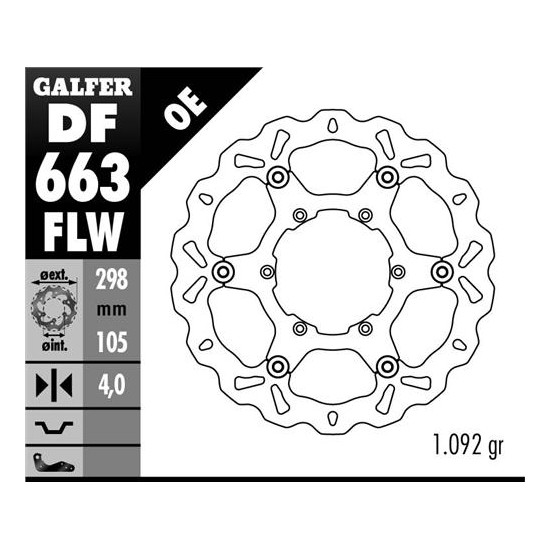 GALFER brake disc front BMW F 650 / 700 / 800 GS 93-13 (298X105X4) WAVE