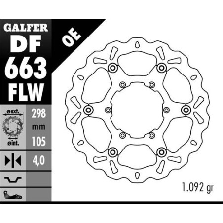 GALFER brake disc front BMW F 650 / 700 / 800 GS 93-13 (298X105X4) WAVE