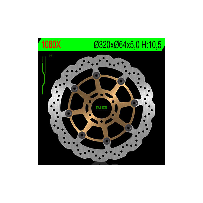 NG brake disc front APRILIA CAPONORD 1200 '13-17, YAMAHA FZR 1000 '87-95, XJR1200 / 1300 '95-99 (320X64X5mm) (6X8,5mm) WA