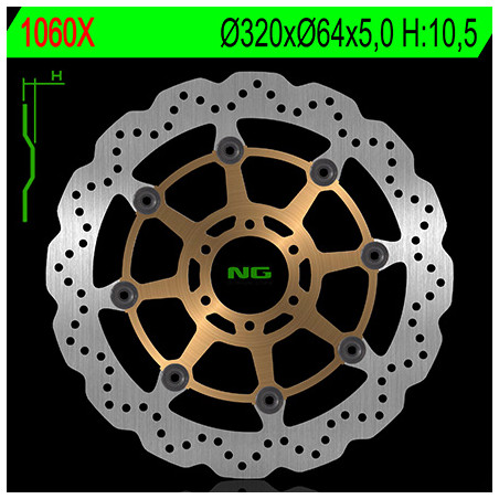NG brake disc front APRILIA CAPONORD 1200 '13-17, YAMAHA FZR 1000 '87-95, XJR1200 / 1300 '95-99 (320X64X5mm) (6X8,5mm) WA