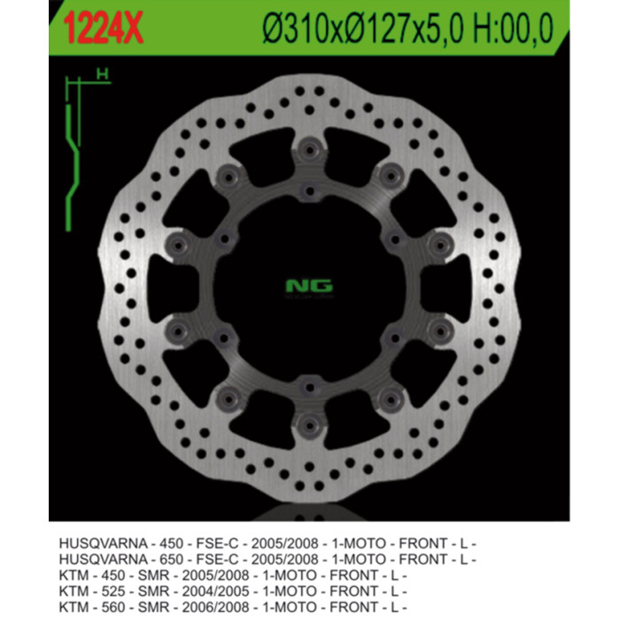 NG brake disc front KTM 450 / 525 / 560 SMR, HUSQVARNA (310X127X5) (6X6,5mm) WAVE
