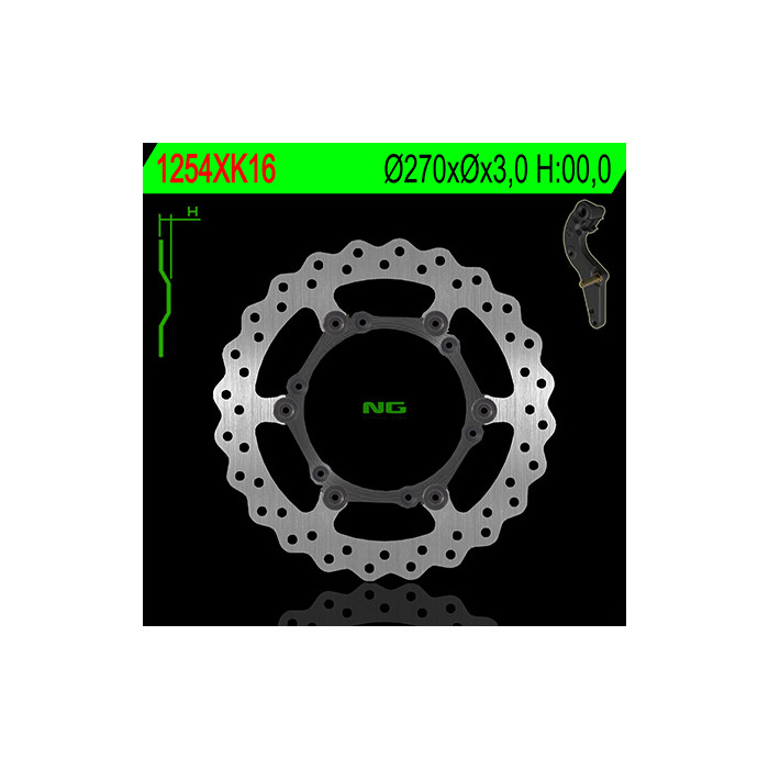 NG front brake disc with adapter OVERSIZE KTM / HUSABERG 270X3 (NG1254XK16) WAVE floating
